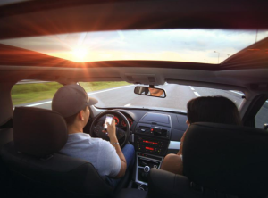 Person texting and driving in Silver Spring, MD