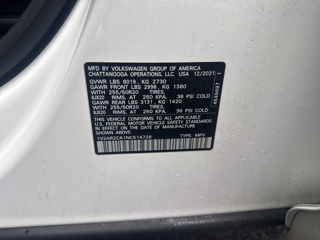 2022 Volkswagen Atlas 3.6L V6 SEL R-Line