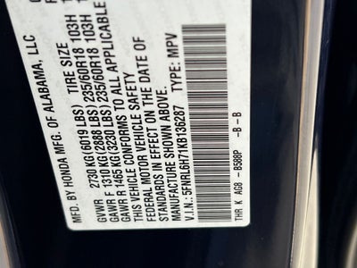 2019 Honda Odyssey EX-L w/Navigation and Rear Entertainment System