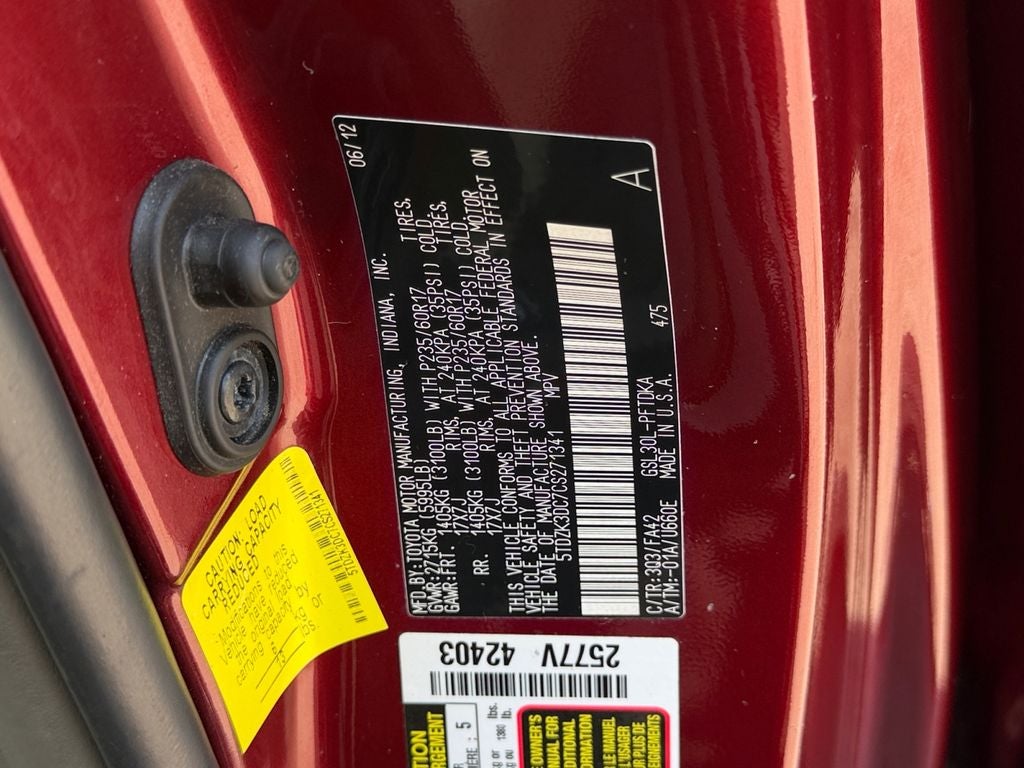 2012 Toyota Sienna Base 7 Passenger
