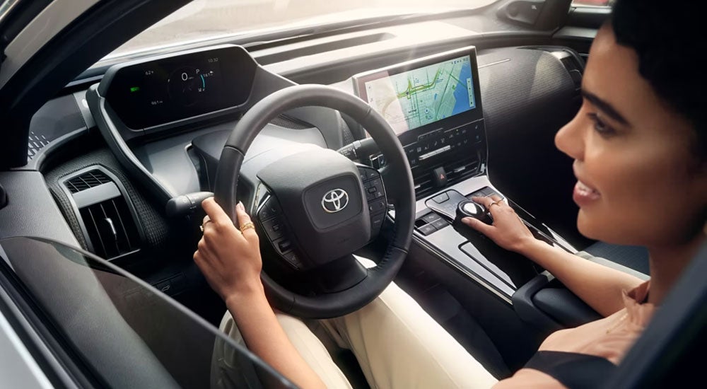 Driver inside a Toyota EV